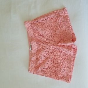 DALIA COLLECTION Peach Crochet Cotton Shorts Size 2
